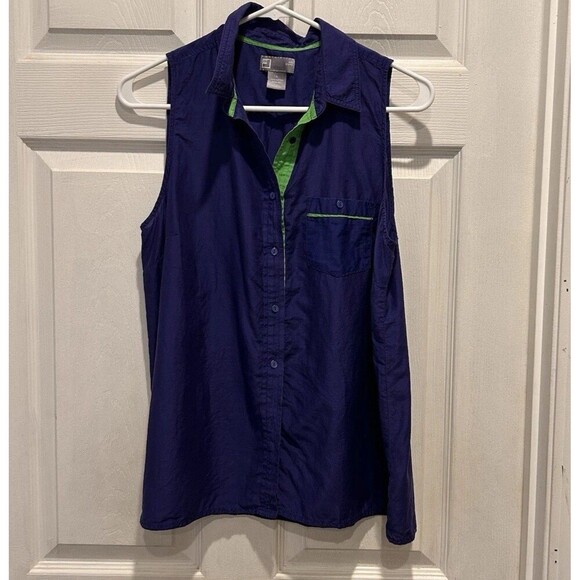 JCP Silk Blend Sleeveless Button-up Shirt Royal Blue Collared Women's Large - Picture 1 of 6